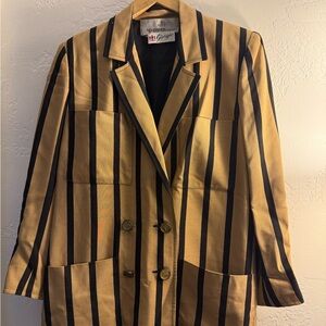 Elegant Striped Gold and Black Blazer